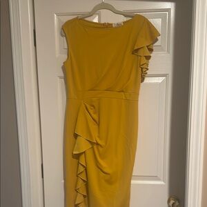 Elegant Yellow Ruffle Dress